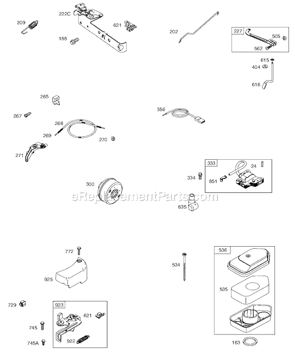 Page D Diagram and Parts List for 9K900SERIES  Briggs and Stratton Engine